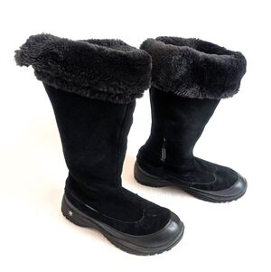 BAFFIN Icefield Women's Black Suede Leather Fur-Lined Tall Winter Boots Size 10